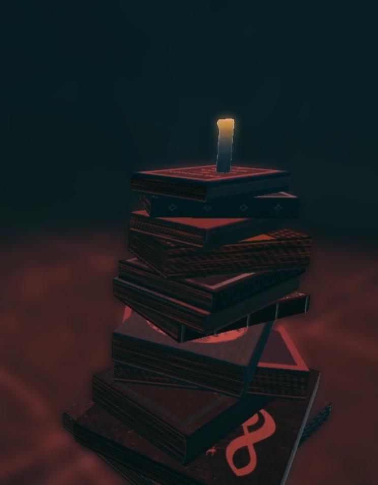 Books in a eerie room